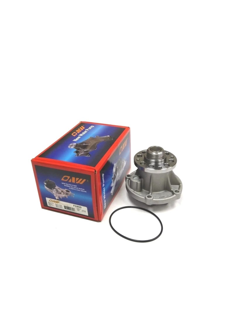 OAW F2450 Engine Water Pump 100mm Metal Impeller for 6.0L-V8 Powerstroke Diesel on (2004-2010) Ford E350 E450 Excursion F250 F350 F450 F550 Manufactured after Oct 03 - Image 1